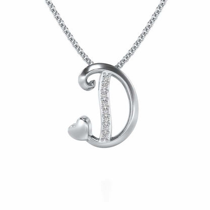 Lovely D Silver Pendant - White Gold - Image 1