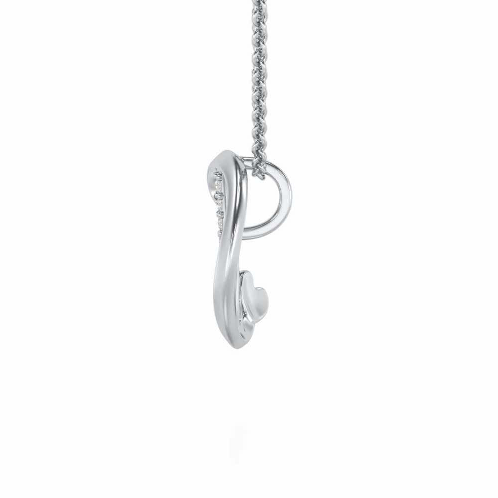 Lovely D Silver Pendant - White Gold - Image 3