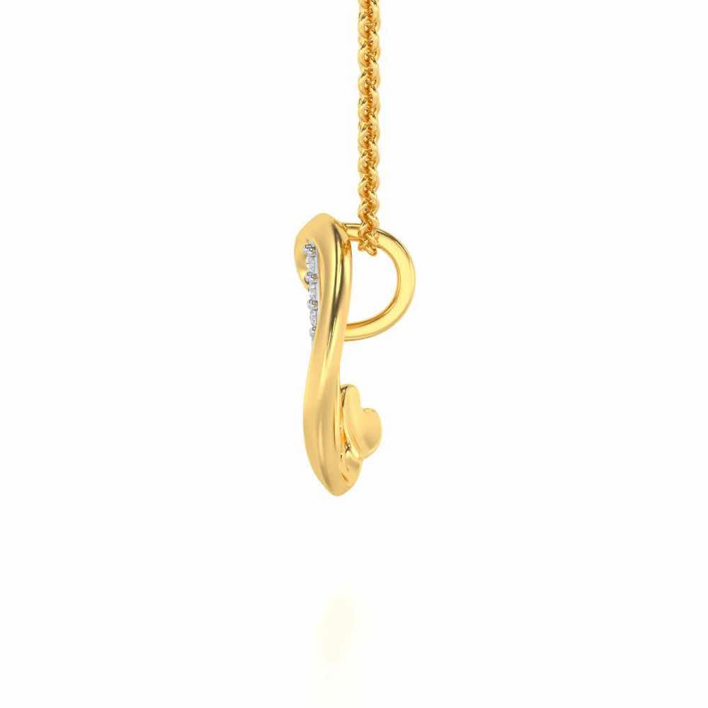 Lovely D Silver Pendant - Yellow Gold - Image 3