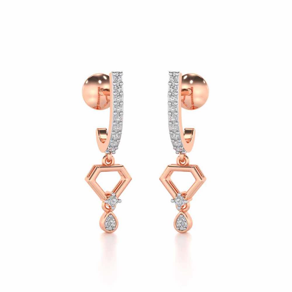 Lovely Drops Silver Earrings - Rose Gold - Image 2