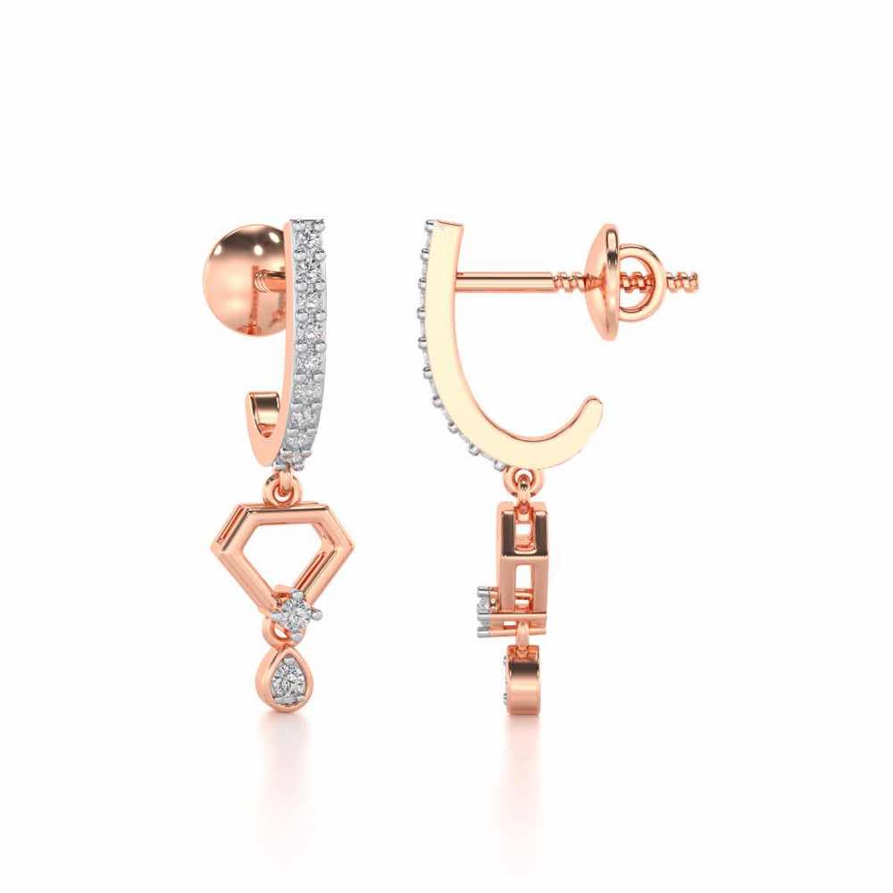Lovely Drops Silver Earrings - Rose Gold - Image 4