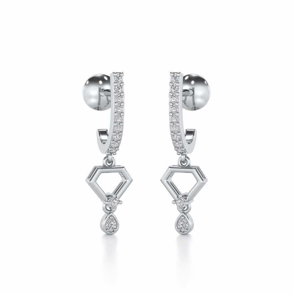 Lovely Drops Silver Earrings - White Gold - Image 2