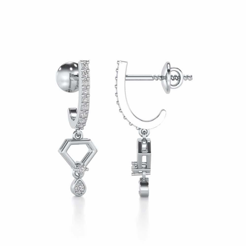 Lovely Drops Silver Earrings - White Gold - Image 4