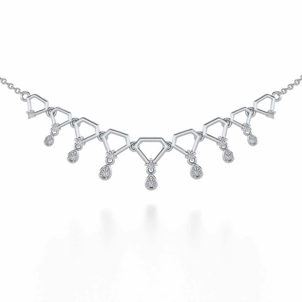 Lovely Drops Silver Necklace - White Gold - Image 1