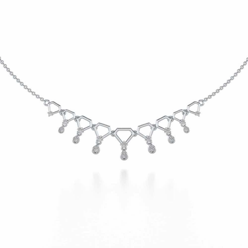 Lovely Drops Silver Necklace - White Gold - Image 2