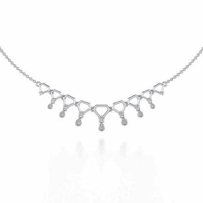 Lovely Drops Silver Necklace - White Gold - Image 2