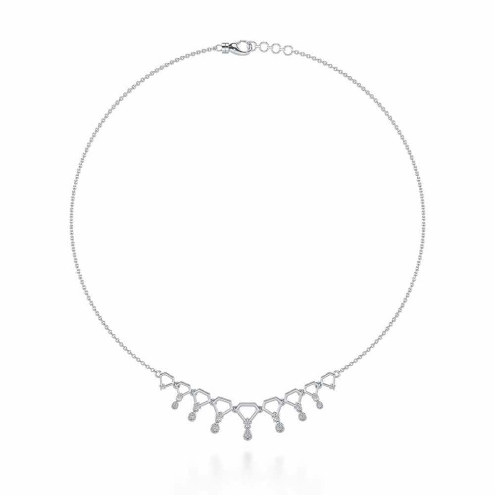 Lovely Drops Silver Necklace - White Gold - Image 3