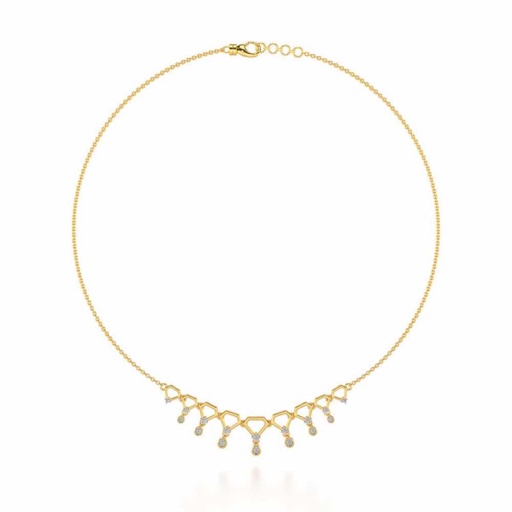 Lovely Drops Silver Necklace - Yellow Gold - Image 3