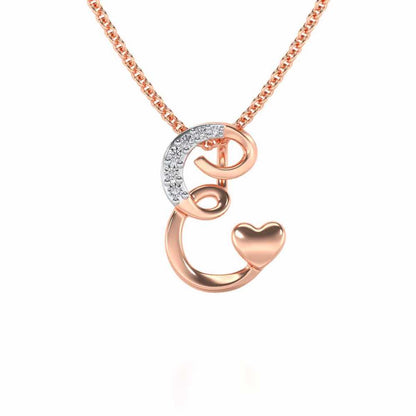 Lovely E Silver Pendant - Rose Gold - Image 1