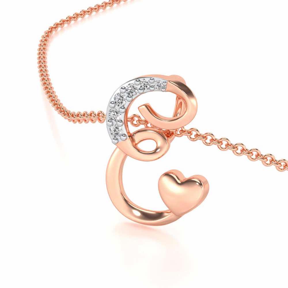 Lovely E Silver Pendant - Rose Gold - Image 2
