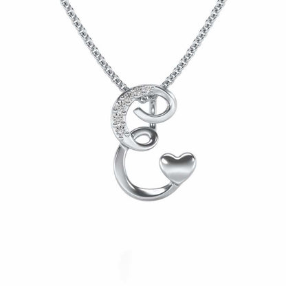 Lovely E Silver Pendant - White Gold - Image 1