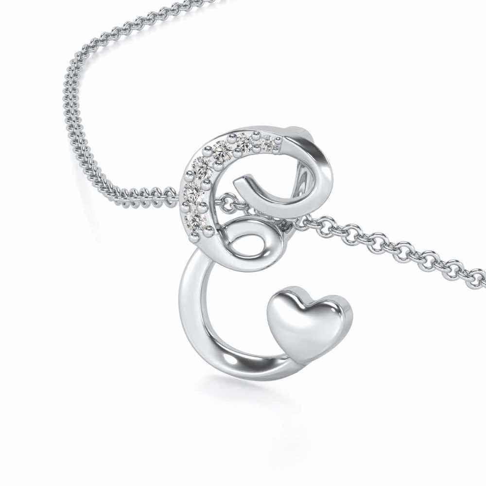 Lovely E Silver Pendant - White Gold - Image 2