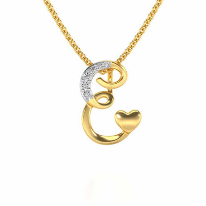 Lovely E Silver Pendant - Yellow Gold - Image 1