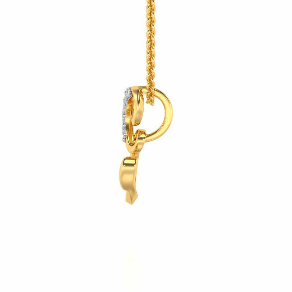 Lovely E Silver Pendant - Yellow Gold - Image 3