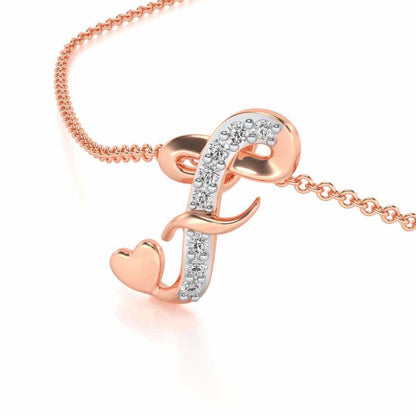 Lovely F Silver Pendant - Rose Gold - Image 2