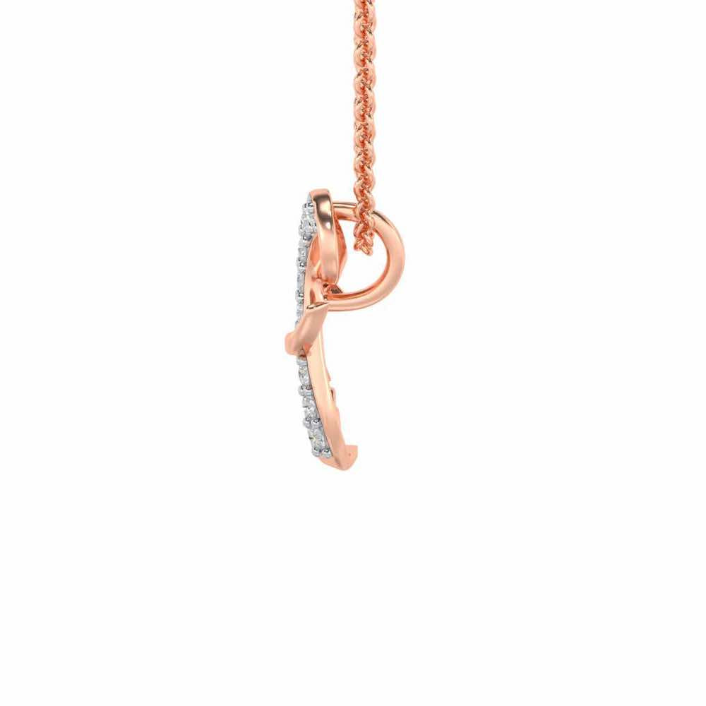 Lovely F Silver Pendant - Rose Gold - Image 3