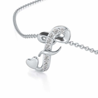 Lovely F Silver Pendant - White Gold - Image 2