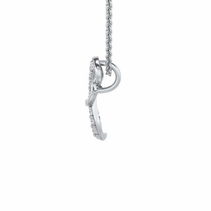 Lovely F Silver Pendant - White Gold - Image 3