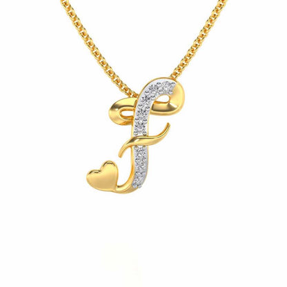 Lovely F Silver Pendant - Yellow Gold - Image 1