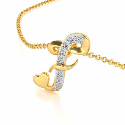 Lovely F Silver Pendant - Yellow Gold - Image 2
