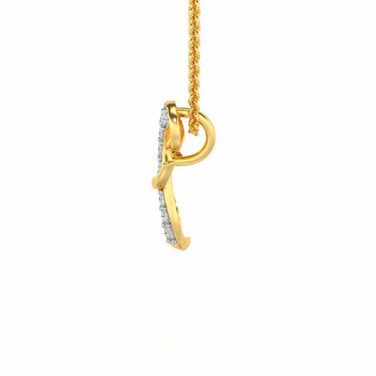 Lovely F Silver Pendant - Yellow Gold - Image 3