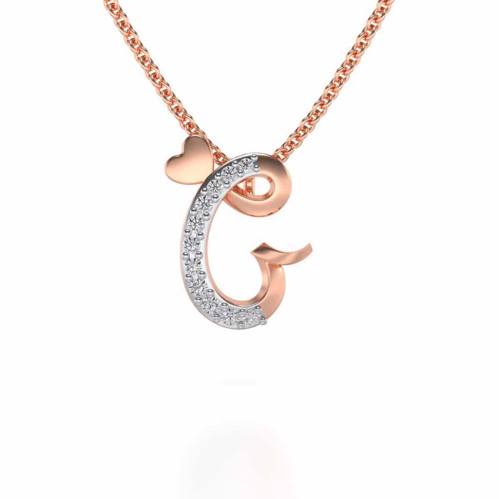 Lovely G Silver Pendant - Rose Gold - Image 1
