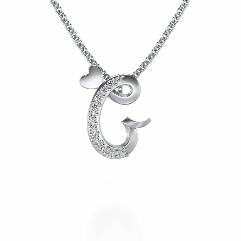 Lovely G Silver Pendant - White Gold - Image 1
