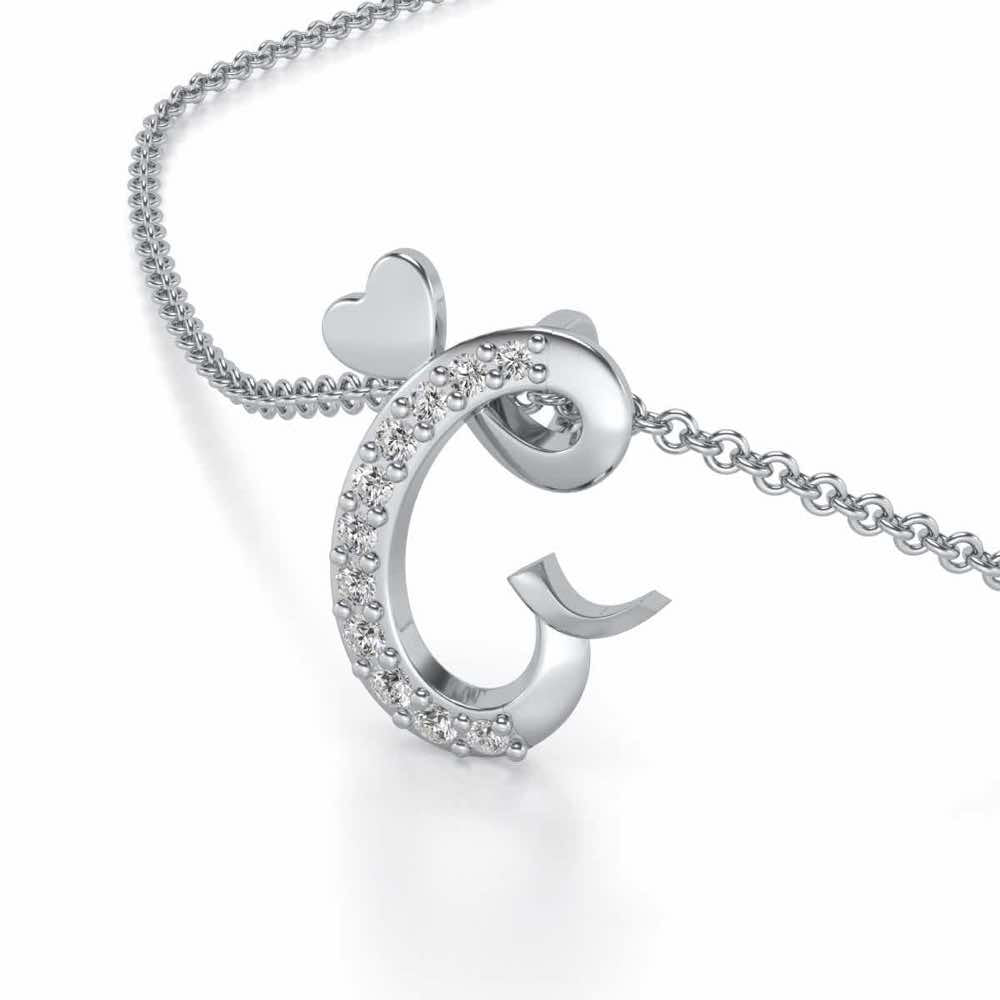 Lovely G Silver Pendant - White Gold - Image 2