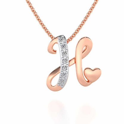 Lovely H Silver Pendant - Rose Gold - Image 1