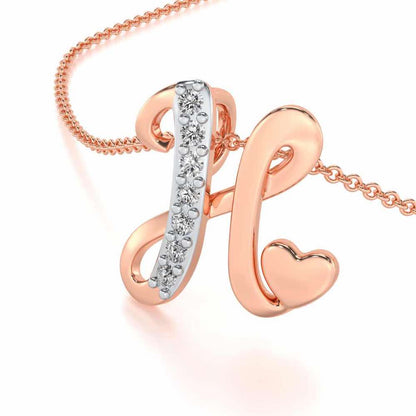 Lovely H Silver Pendant - Rose Gold - Image 2