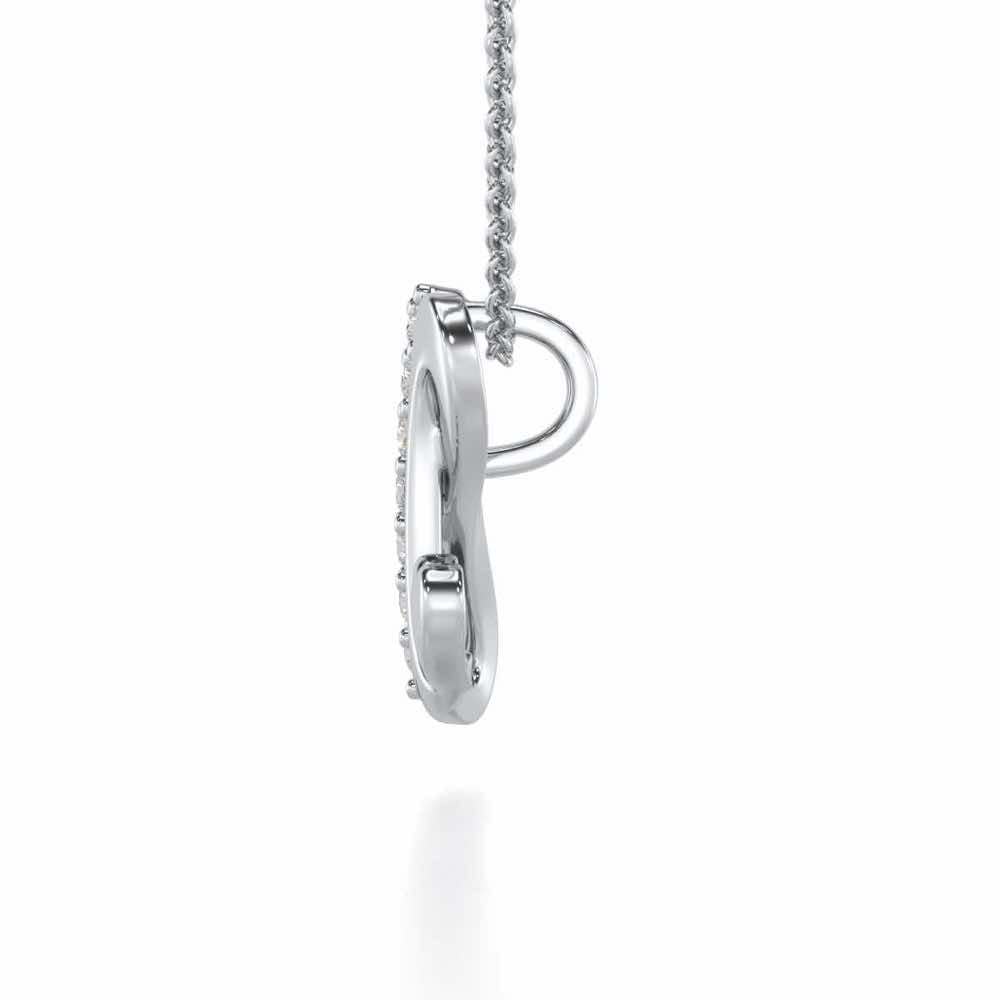 Lovely H Silver Pendant - White Gold - Image 3