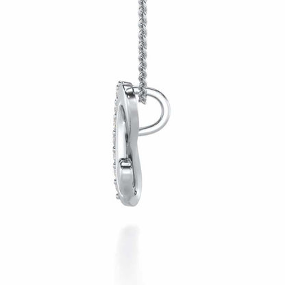 Lovely H Silver Pendant - White Gold - Image 3