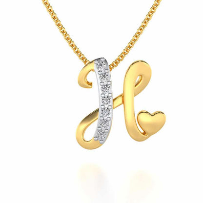 Lovely H Silver Pendant - Yellow Gold - Image 1