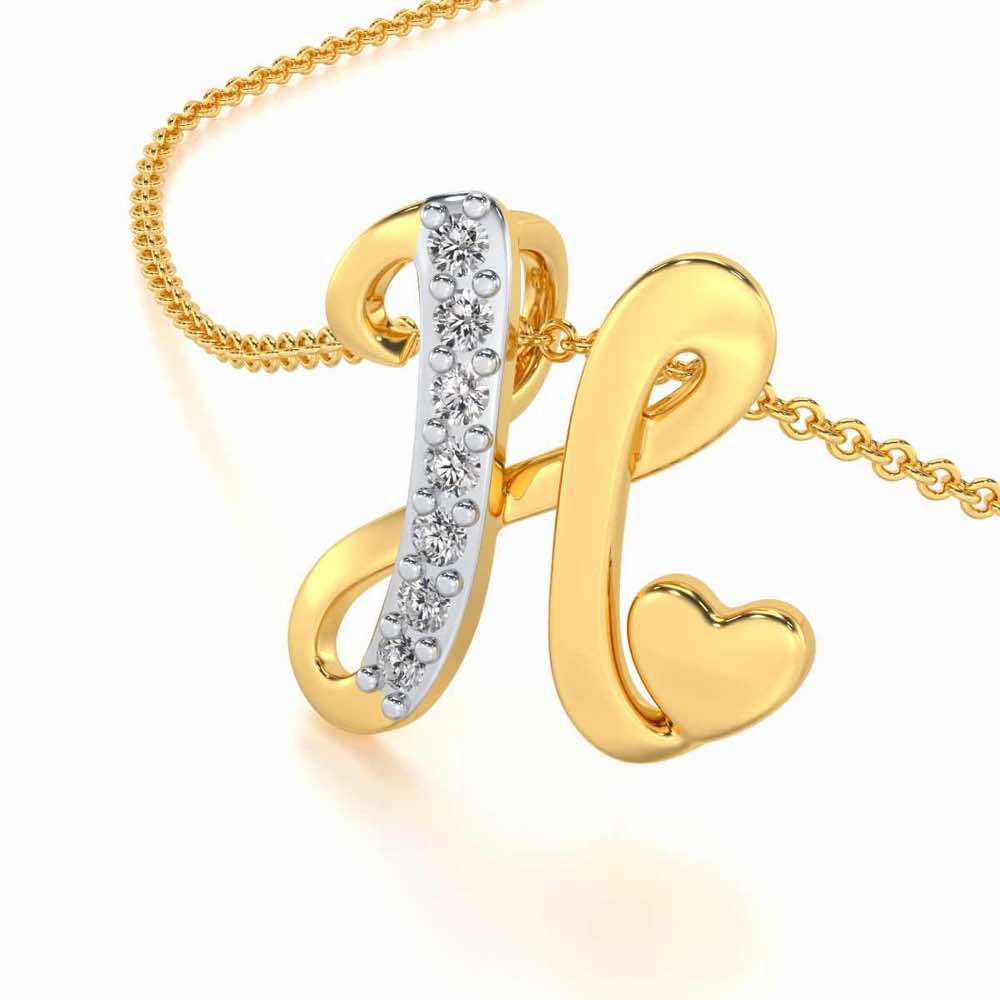 Lovely H Silver Pendant - Yellow Gold - Image 2