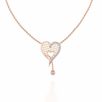 Lovely Heart Silver Pendant - Rose Gold - Image 2