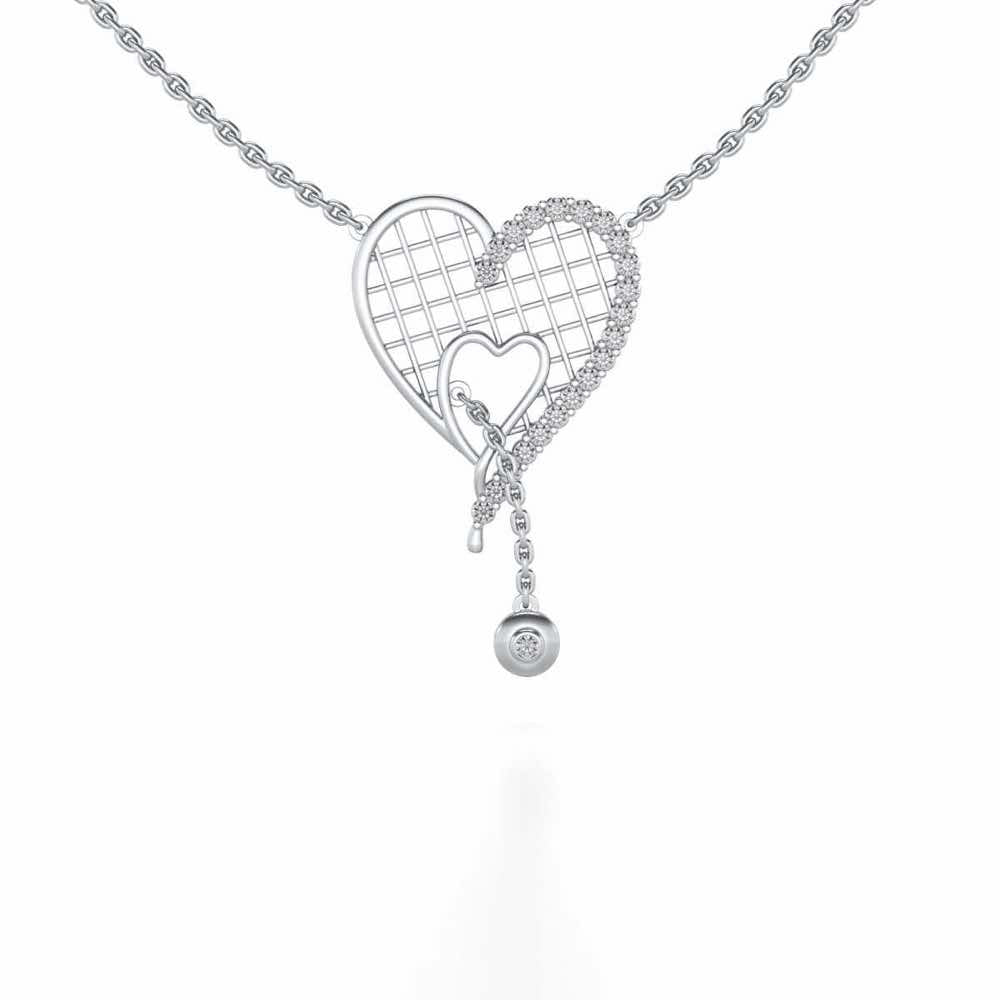 Lovely Heart Silver Pendant - White Gold - Image 1
