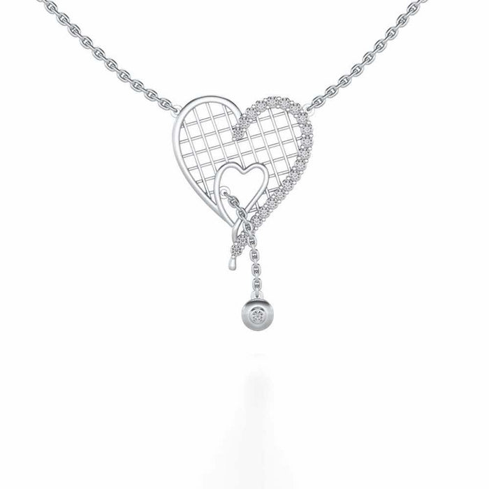 Lovely Heart Silver Pendant - White Gold - Image 1