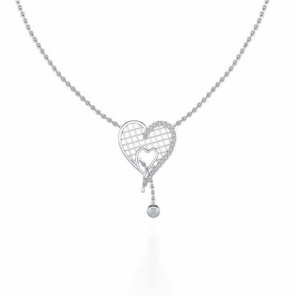 Lovely Heart Silver Pendant - White Gold - Image 2