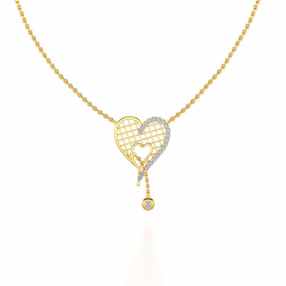Lovely Heart Silver Pendant - Yellow Gold - Image 2