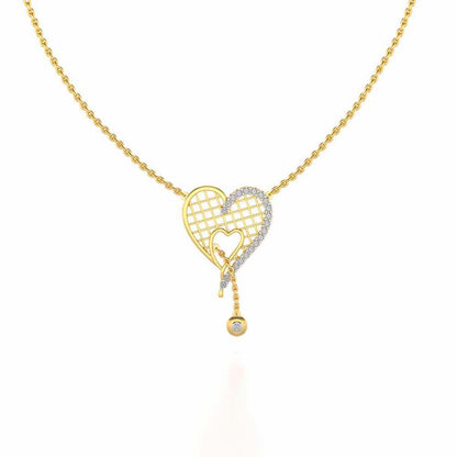Lovely Heart Silver Pendant - Yellow Gold - Image 2