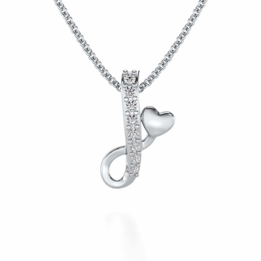 Lovely I Silver Pendant - White Gold - Image 1