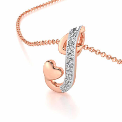 Lovely J Silver Pendant - Rose Gold - Image 2