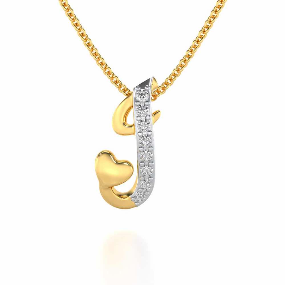 Lovely J Silver Pendant - Yellow Gold - Image 1