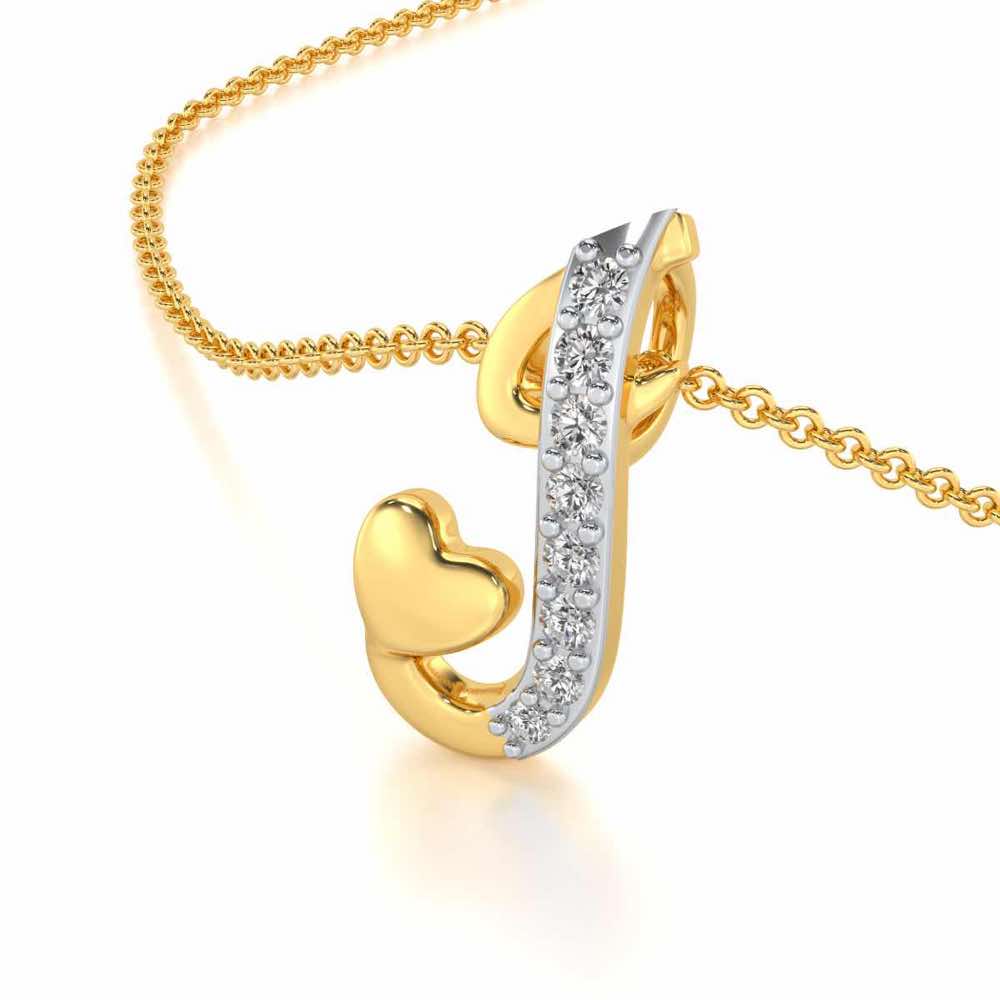 Lovely J Silver Pendant - Yellow Gold - Image 2