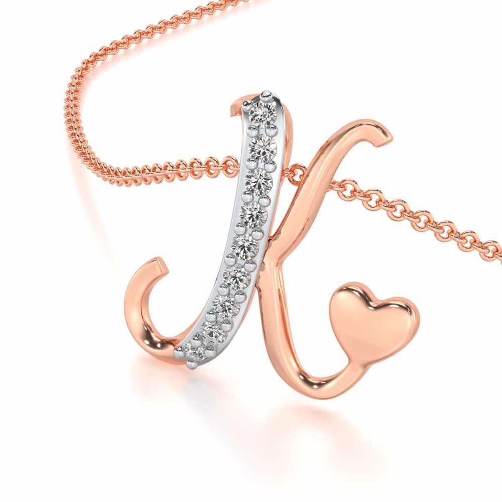 Lovely K Silver Pendant - Rose Gold - Image 1