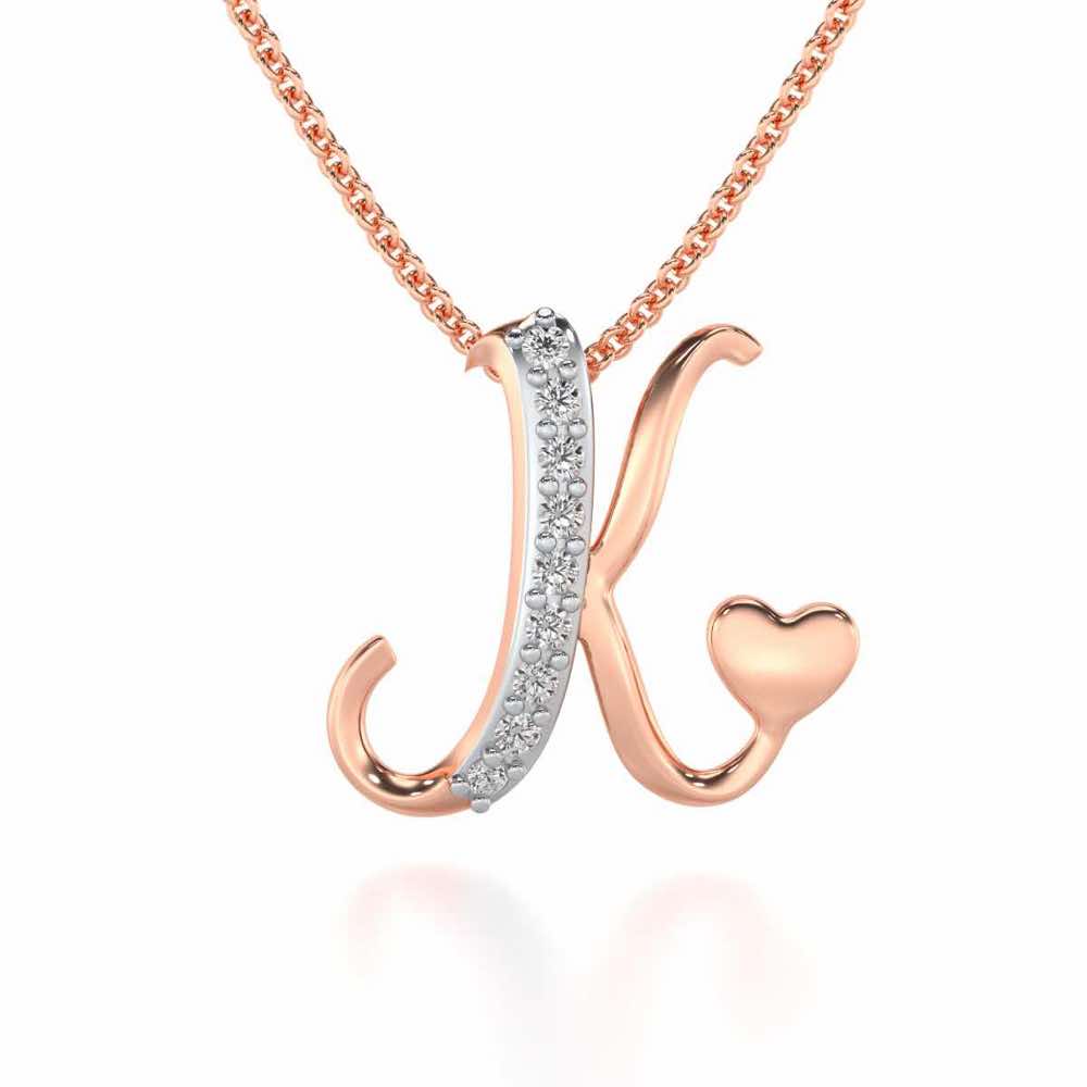 Lovely K Silver Pendant - Rose Gold - Image 2