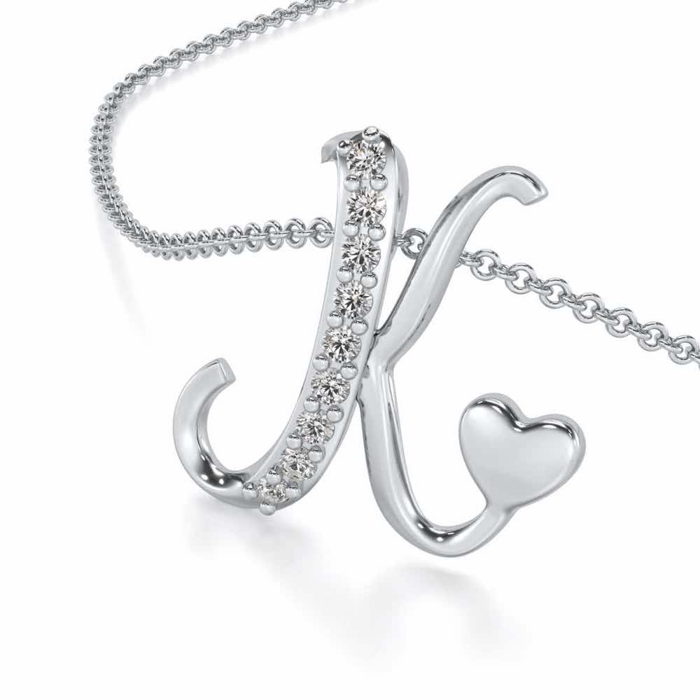 Lovely K Silver Pendant - White Gold - Image 1