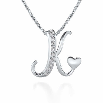Lovely K Silver Pendant - White Gold - Image 2