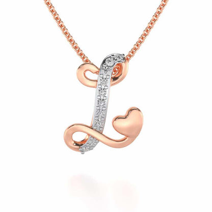 Lovely L Silver Pendant - Rose Gold - Image 1