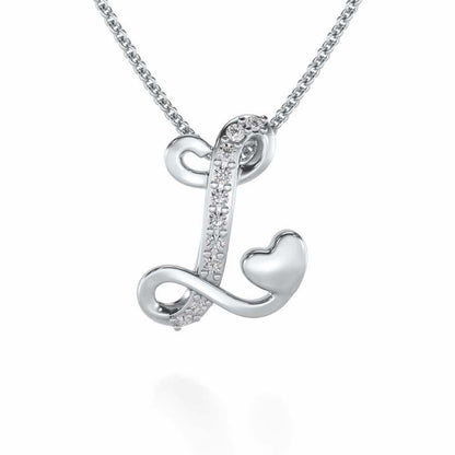 Lovely L Silver Pendant - White Gold - Image 1